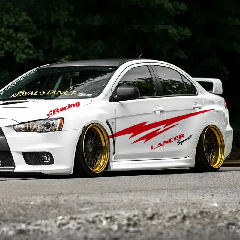 

5pcs Racing Sport Stripe Car Body Hood Decor Sticker For Mitsubishi Lancer Both Side Vinyl Decal DIY Film Exterior Accessories
