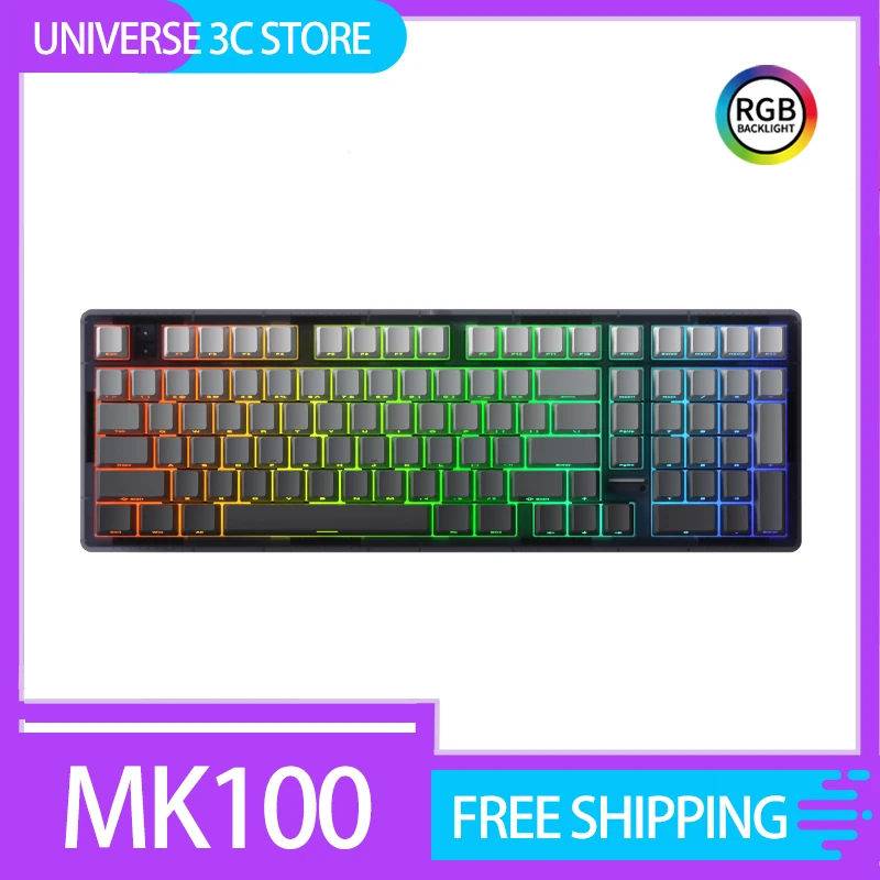 Fuling Mk100 Mechanical Keyboard Tri-Mode Rgb Gaming Keyboard 6000mah Gasket Structure Customized Pc Gamer Accessories Gifts