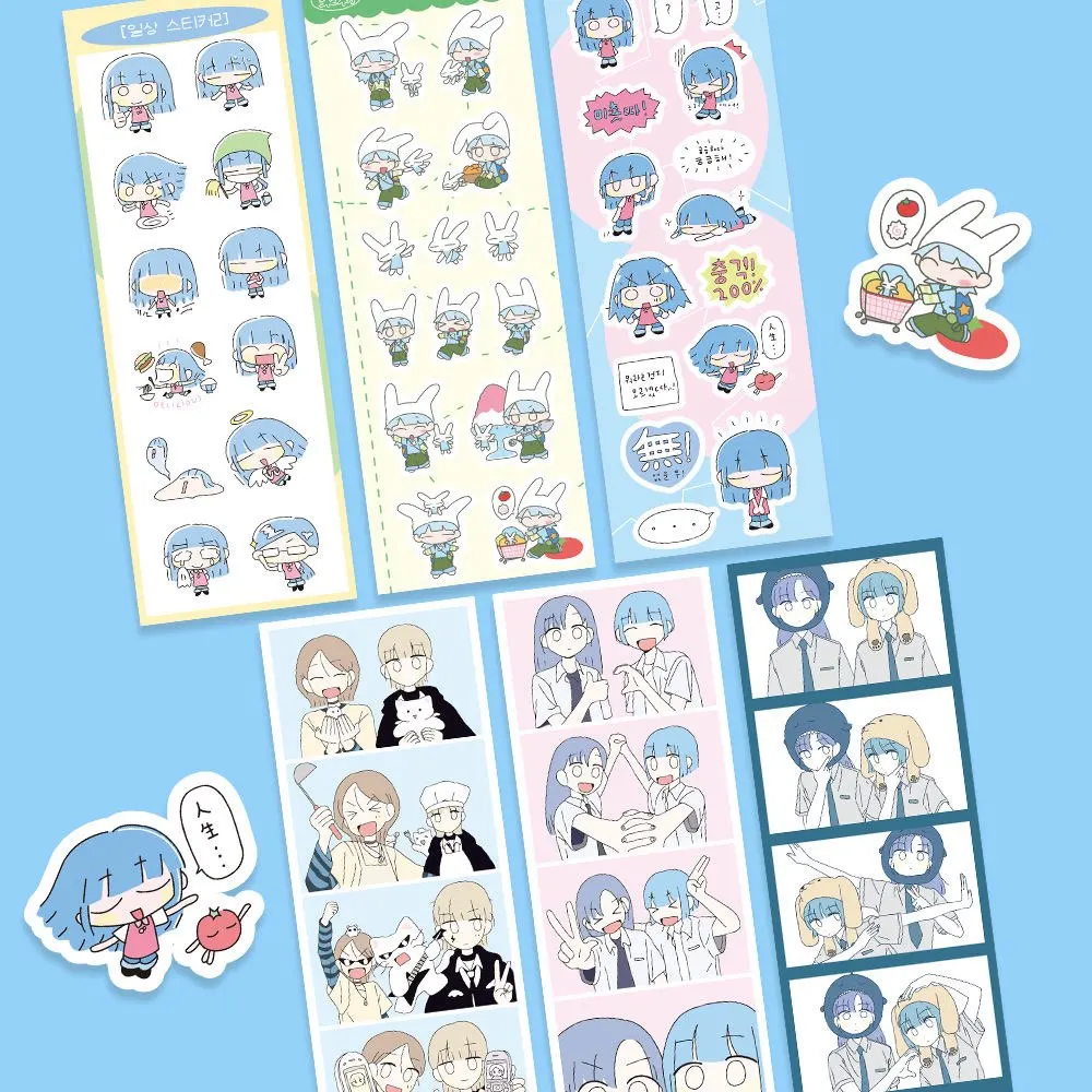 1/6 Pcs Rou Li 3 Character Stickers Gouben Hand Account Material DIY Phone Case Goupan iPad Decoration Korea Wholesale