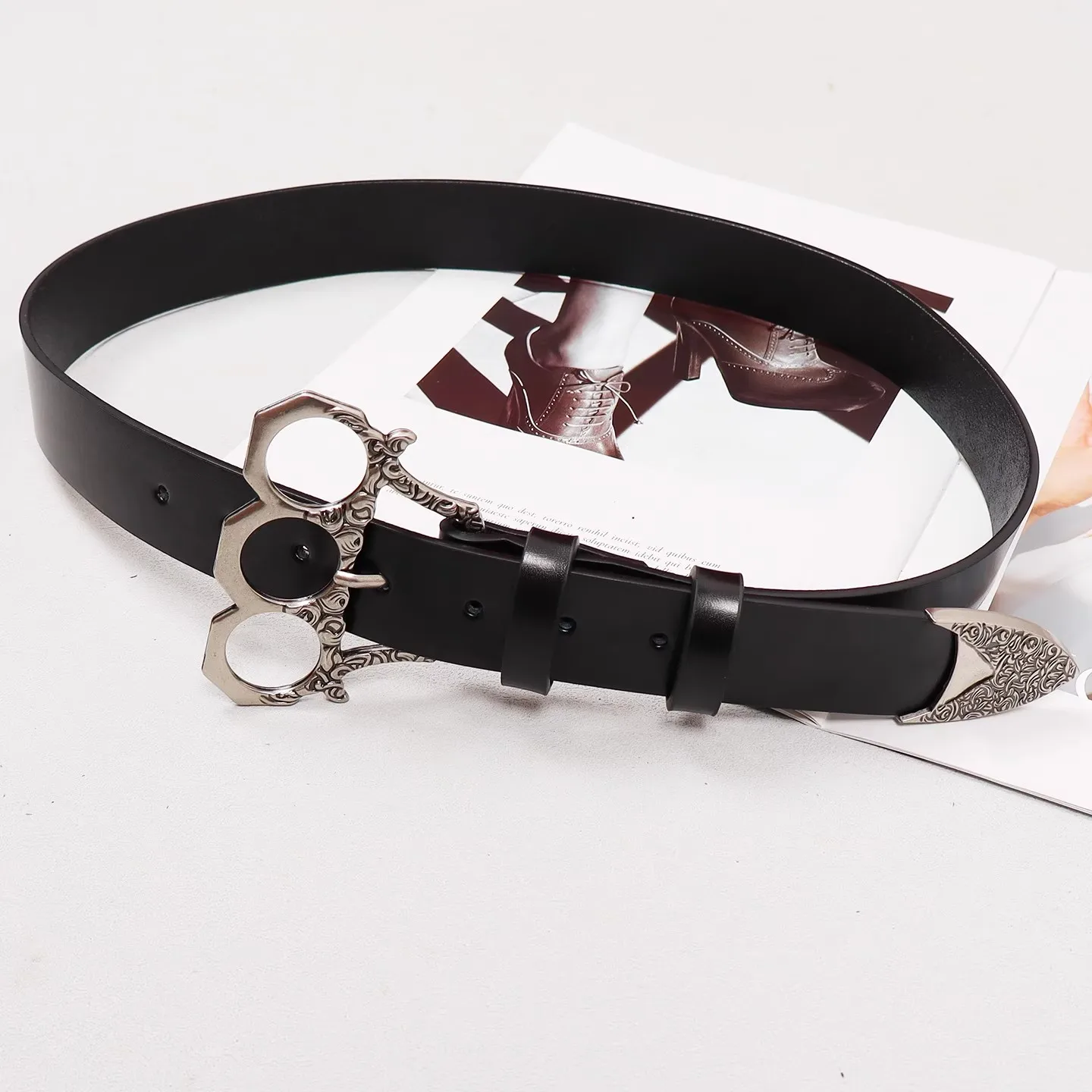 女性のファッション黒本革カマーバンド女性ドレスコルセットウエストバンドベルト装飾ワイドベルト R2378