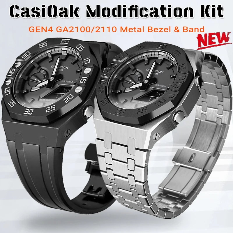 

Комплект для Casioak GA2100 2110 резиновый ремешок для часов с металлической рамкой, модификация ремешка GEN4, из нержавеющей стали чехол GA2110 GA2100