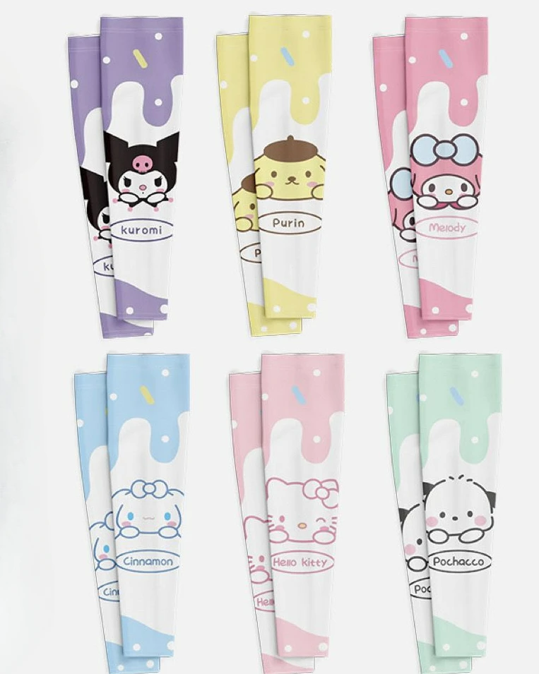 

Sanrio Anime Hello Kitty 1Pair Kids Arm Sleeves Sun Protection Cooling UV Protection Sleeves Anti-Slip Ice Silk Arm Covers Gift