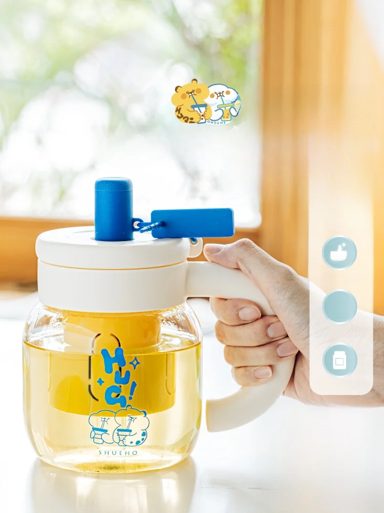 

Стеклянная кружка из высококачественного боросиликатного стекла для заваривания чая с разделителем для воды, с ручкой и крышкой, для офисных работников, термостойкая, 900 мл