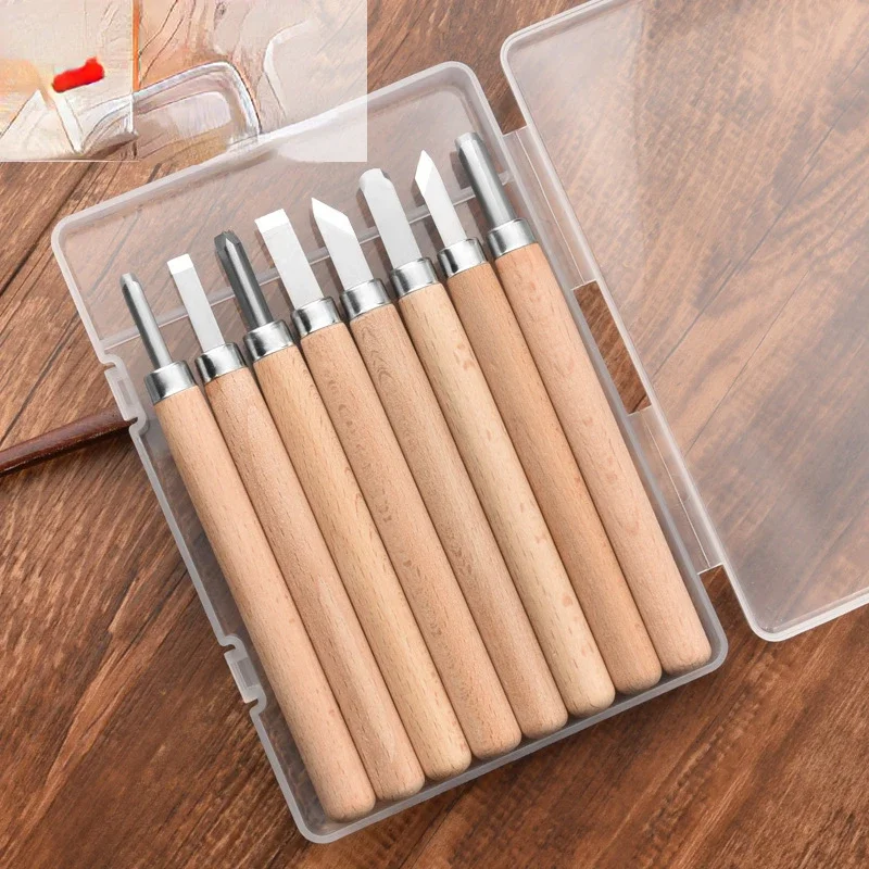 

For Basic Detailed Carving Woodworkers 10pcs Hand Tool Set Wood Carving Chisel Knife Gouges Professional