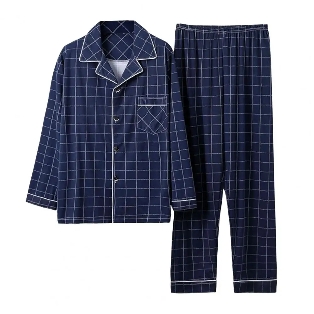 Pyjama à carreaux 2 pièces pour hommes, vêtements d'intérieur de loisirs, printemps et automne, section mince de l'automne et de l'hiver, adt imbibé, nouveau