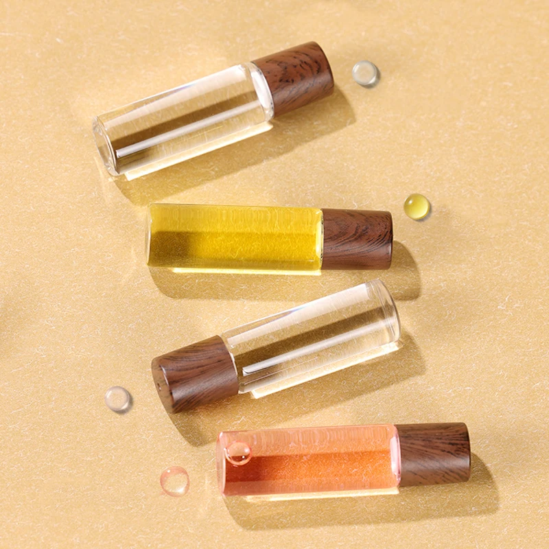 1/2/3/5ml Bottiglie vuote in vetro per olio essenziale Contenitore cosmetico Roll on Bottiglia riutilizzabile in vetro Strumento ricaricabile con coperchio in legno