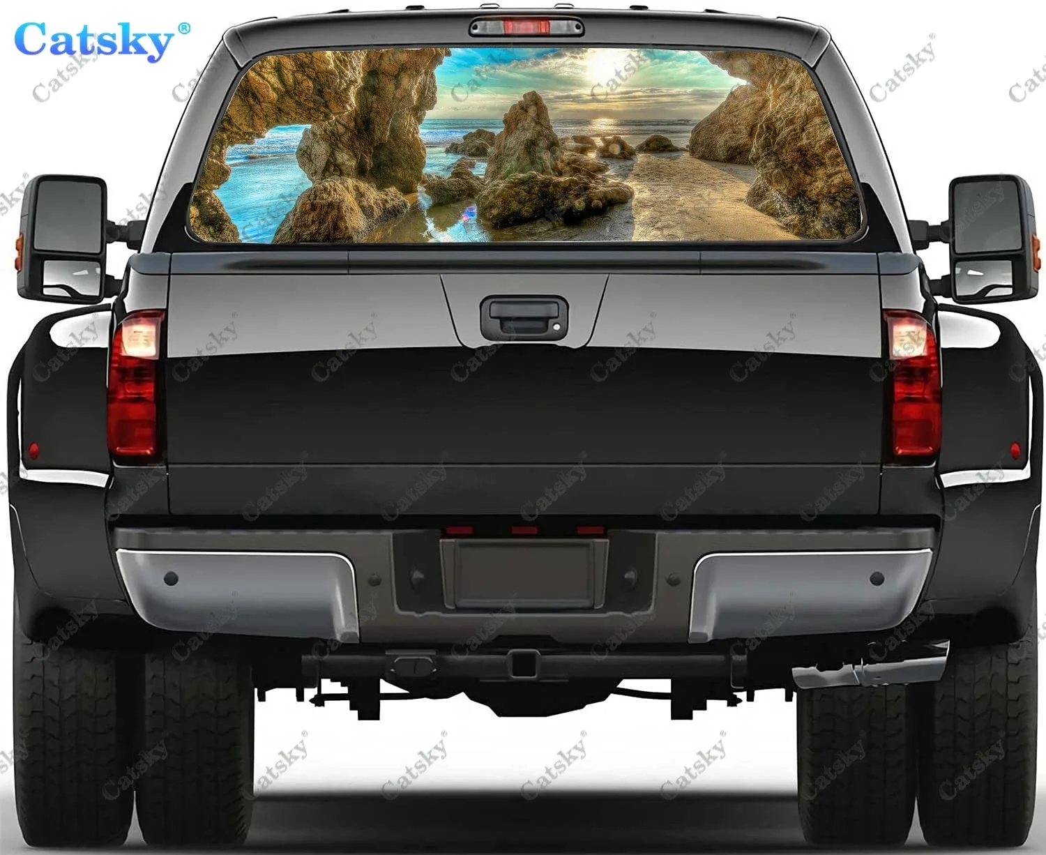 Ocean Cave Rear Window Automotive Decals and Graphics Rear Window Decals for Trucks, Car Window Decal Sticker Vinyl