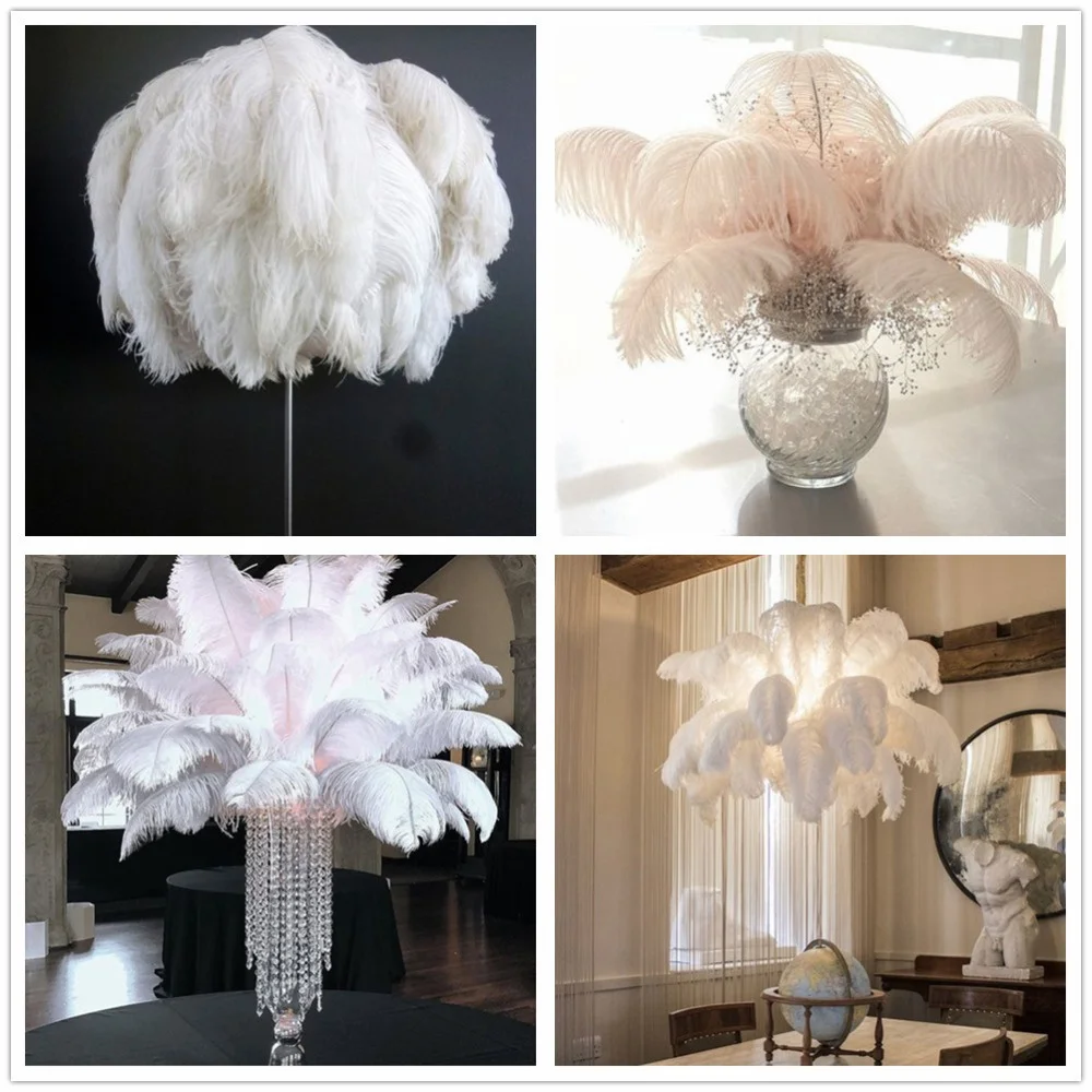 10pcs/lot Natural White Ostrich Feathers 15-50cm Big Plumas for Wedding Home Decoration Ostrich Plumes Table Centerpiece Crafts