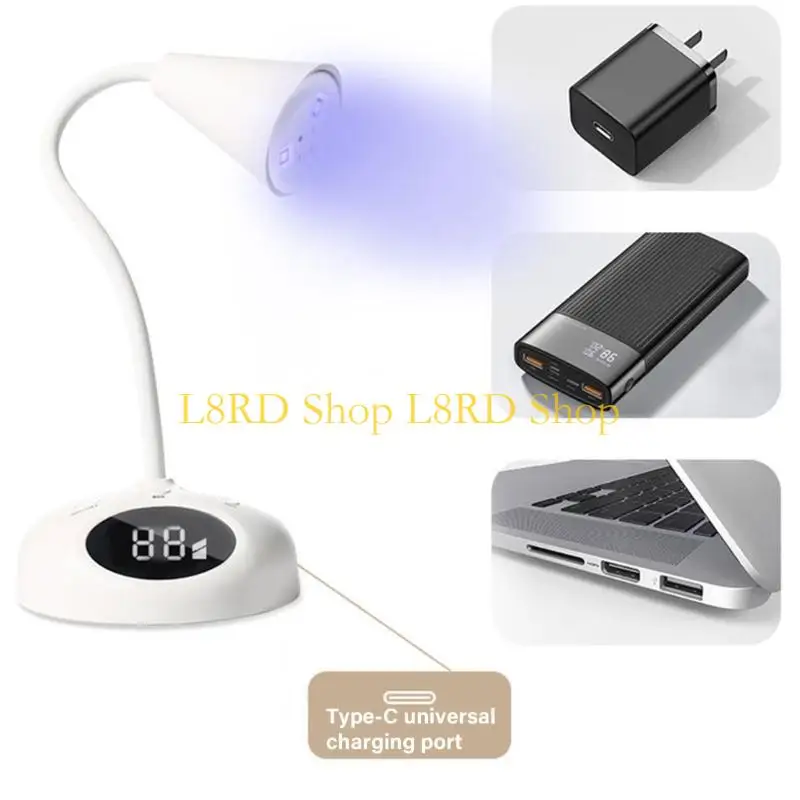 L8rd Quick-Drying Light UV LED Nagellamp Oplaadbare nagellamp Flexibele nageldroger met ronde basis voor nagels salons