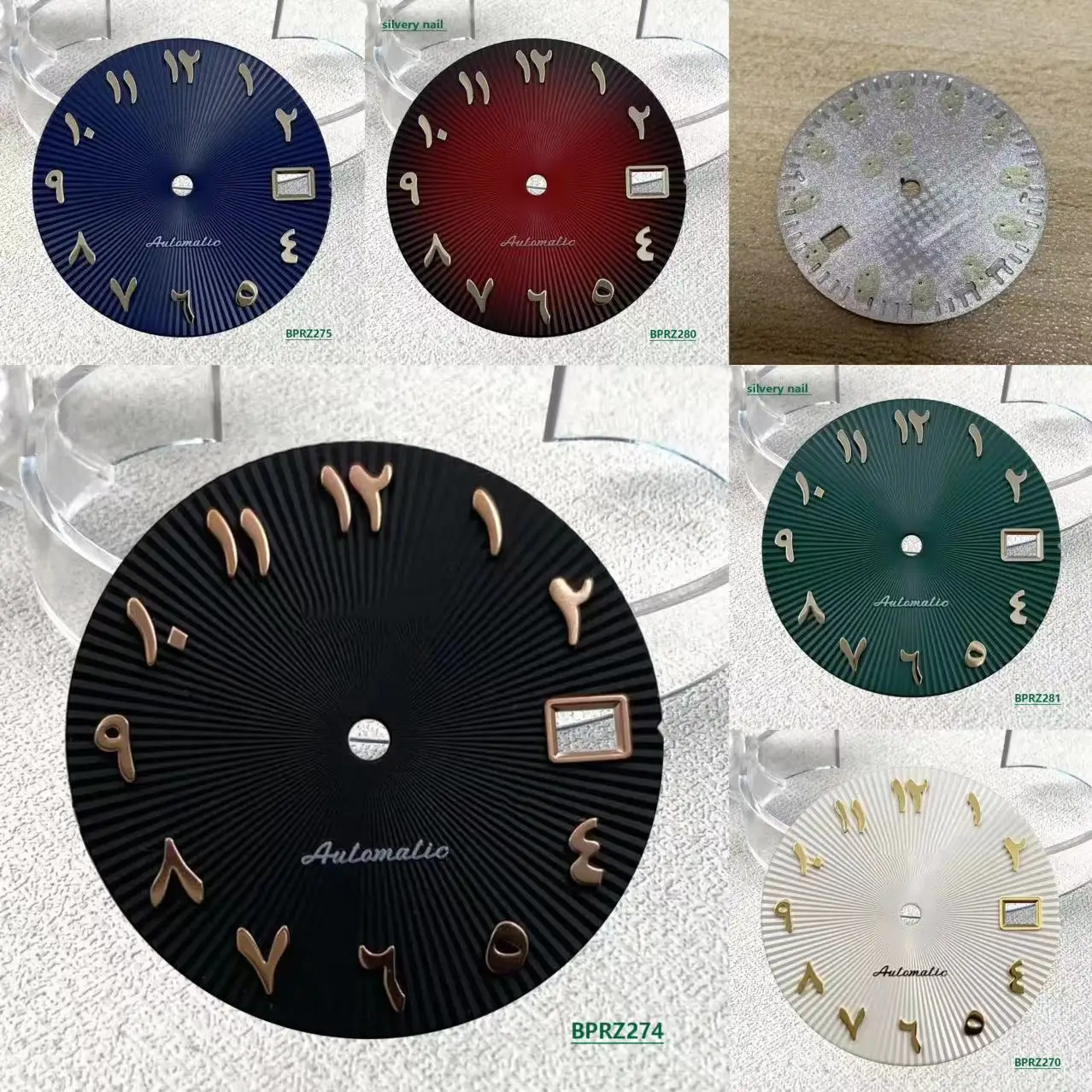 28.5mm non luminous Arabic Sing window S logo dial NH35 automatic movement Single skylight green hot selling S logo Arabic dial