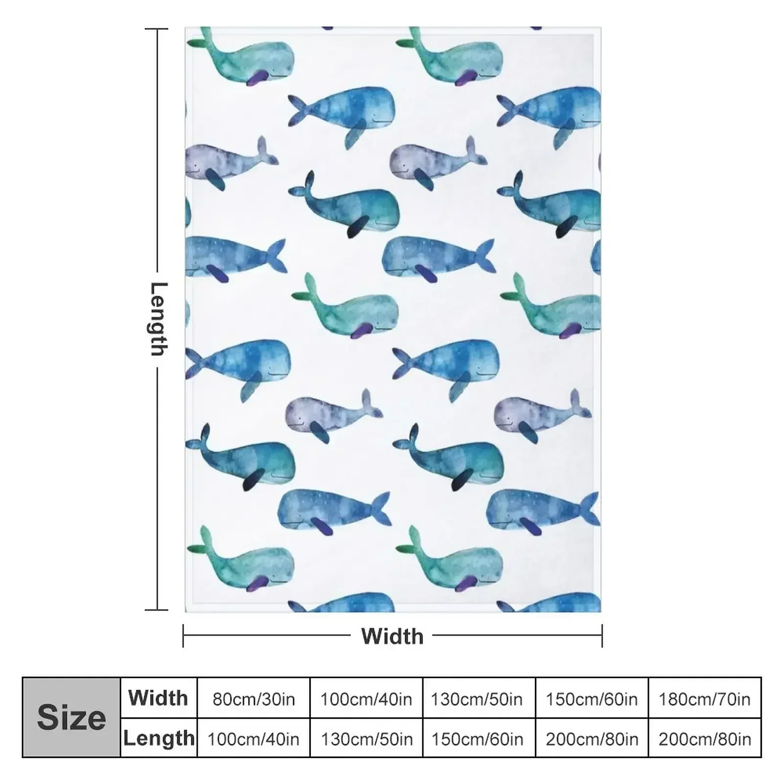 Watercolour Whales Throw Blanket couch cozy soft plush fuzzy picnic outdoor blanket