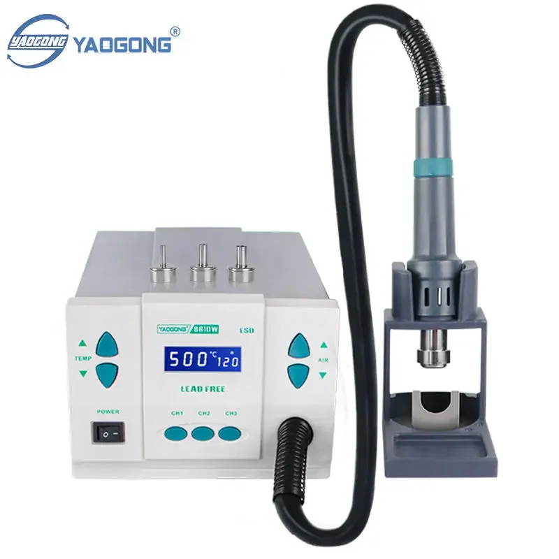 YAOGONG 861DW Hot Air Rework Soldering Station 1000W Soft Wind SMD Heat Gn Rework Station Mobile Repair Tools