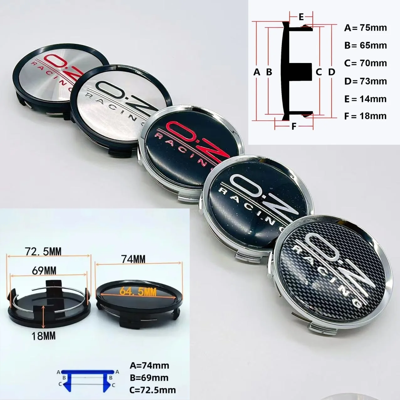 

4pcs 74mm 75mm OZ O.Z Racing Car Wheel Center Hub Caps Rim Caps Dust-Proof Covers Emblem Logo Badge Auto Accessories