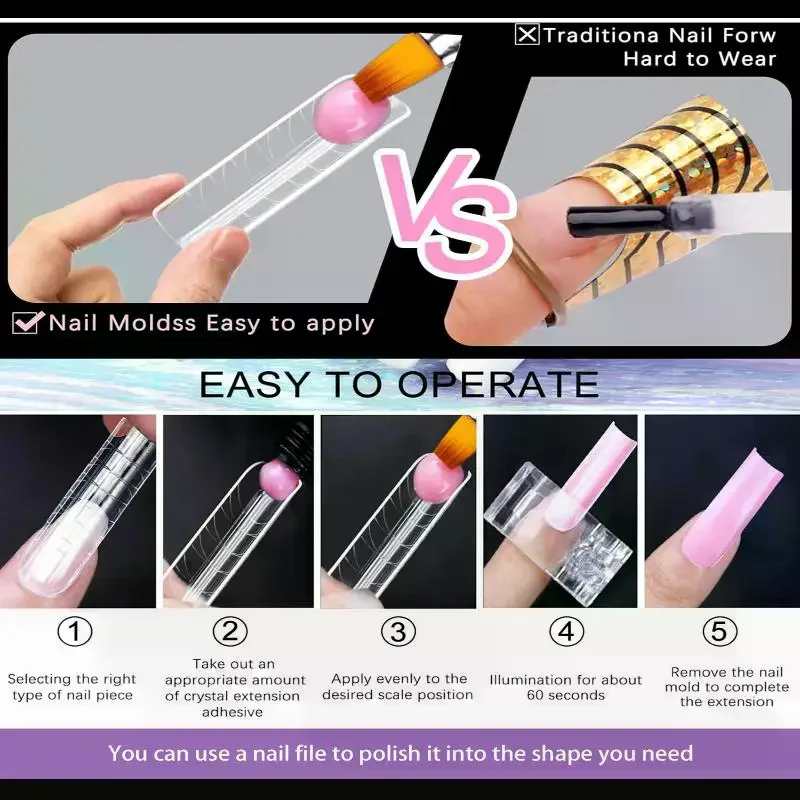 Ensemble de formes d'ongles colorées, 140 pièces/boîte, formes complètes d'ongles, moules supérieurs pour ongles, formes d'extension de Gel, outils de faux moule de construction