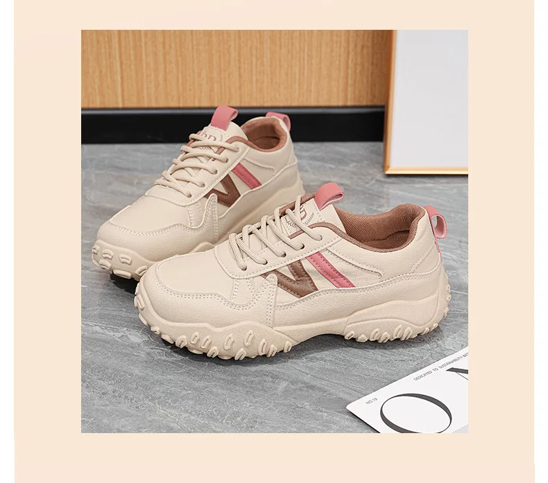 2026 Herbst Neue Damen Atmungsaktive Plateau-Freizeitschuhe, Koreanische Vielseitige Gestreifte Schnürschuhe mit Chunky-Sohle – Detail 23
