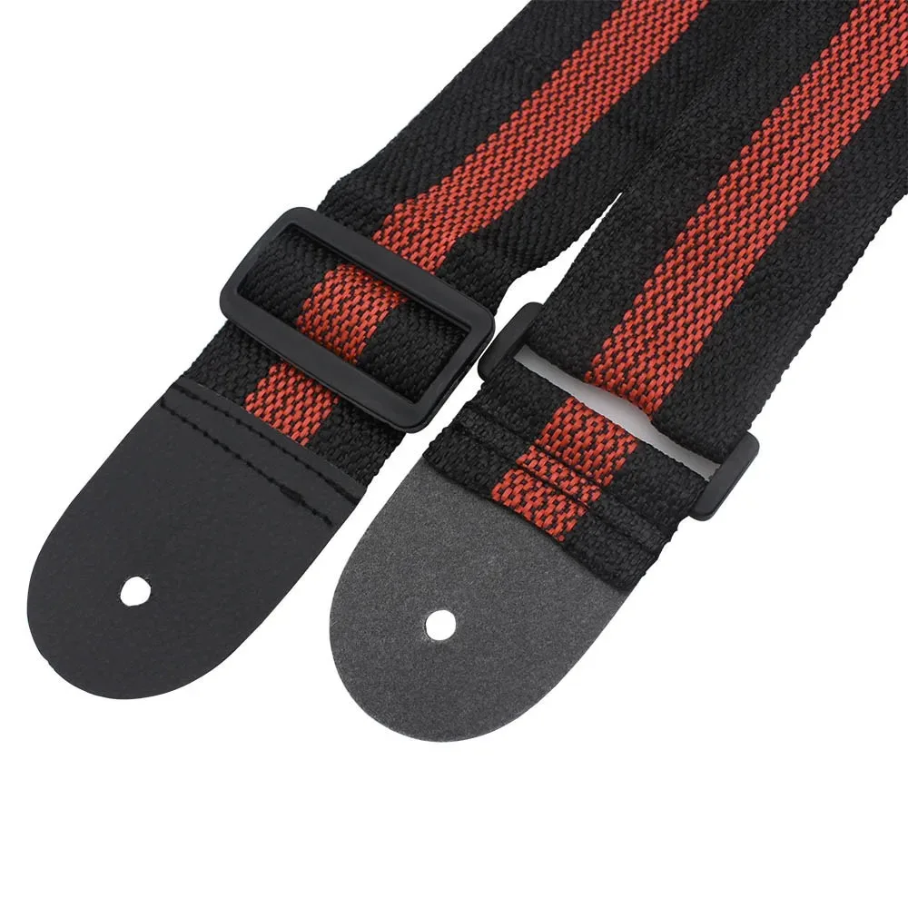 Guitar Strap Colourful Stripe Belt Nylon Leather Acoustic Guitar Electric Bass Shoulder Straps Electric Guitar Straps Accessory