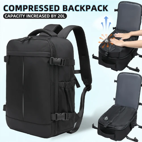 Imagen 1 del producto Mochila de compresión al vacío aprobada por Ryanair, bolsa para portátil de 15,6"", viajes de senderismo al aire libre, reflectante de visión nocturna