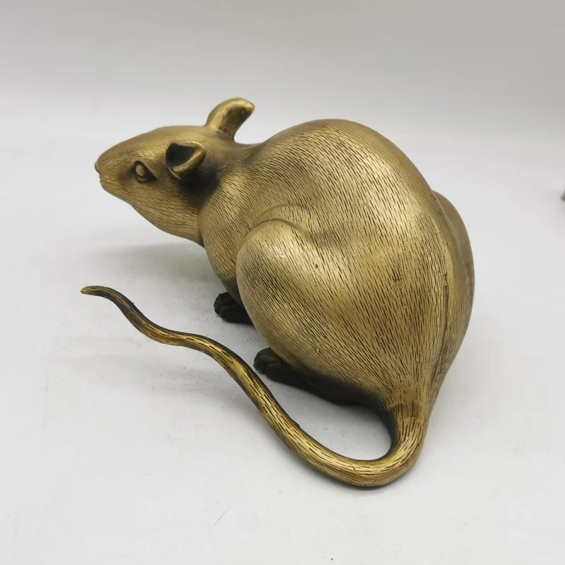 Antique Pure Copper Auspicious Mouse Decoration Pure Copper Zodiac Rat Golden Rat Living Room Hallway Decoration Copper Mouse Ma