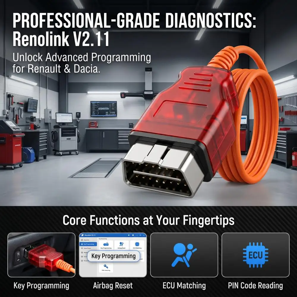 Renolink V2.11 For Renault Car ECU Programmer OBD2 Airbag Reset OBD 2 ECM UCH Key ECU Programmer Link Car Diagnostic Tool