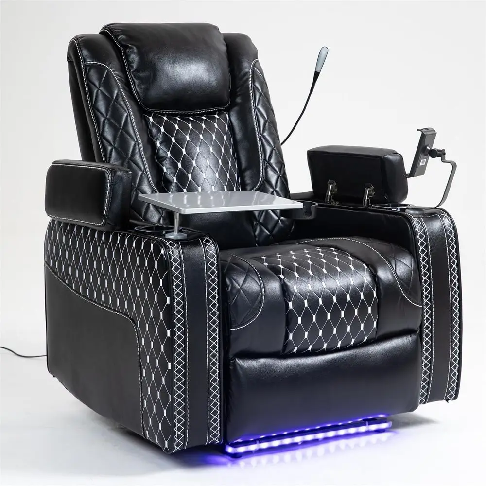 

Indoor Recliner with Leather, Ambient Lighting, Multifunction Oversized Theater Seating for Adults
