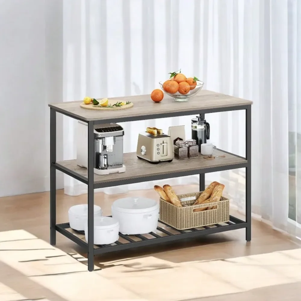 

Kitchen Island And Cart Kitchen OrganizersKitchen Island With 3 Shelves, 47.2 Inches Width Kitchen Shelf With Large Worktop, Sta
