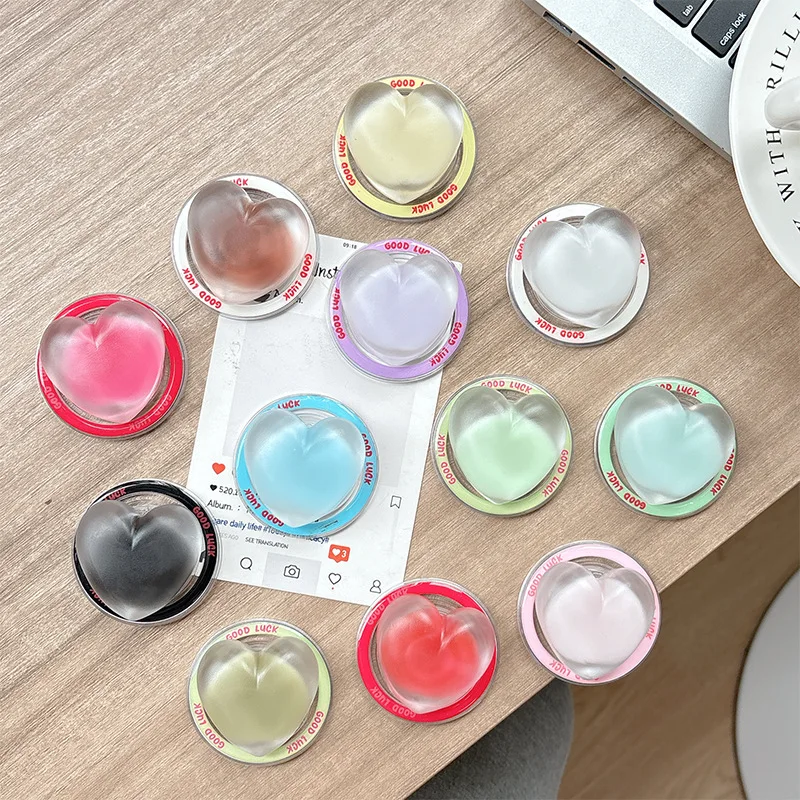 

Korean Ins Transparent Heart Sandwich Solid Color Phone Airbag Bracket Magnetic Holder Suction for Iphone Samsung Grip Tok Stand