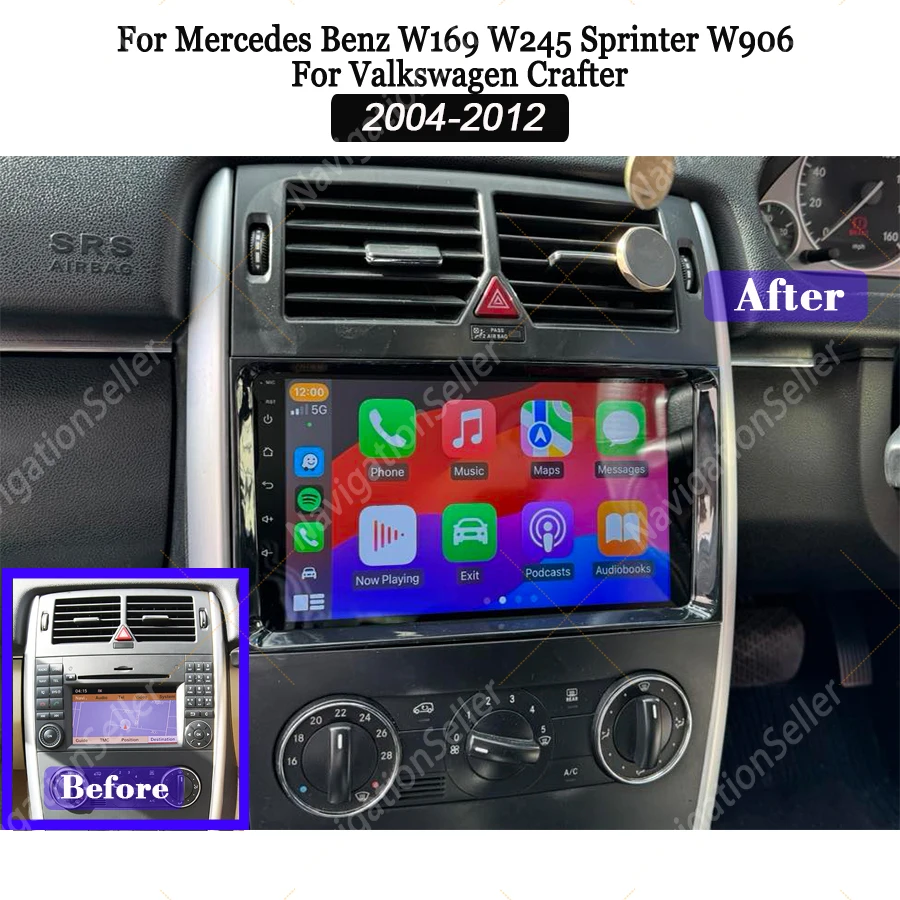 

VIGOHI Car Radio For Mercedes Benz W169 W245 B200 W906 Sprinter W639 Vito wireless CarPlay Android Auto Stereo No 2 din 2din DVD