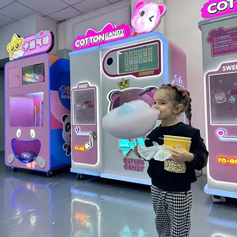 Customized Card System Robot Automatic Commercial Indoor Outdoor Cotton Candy Maker Making Cotton Floss Vending Machine