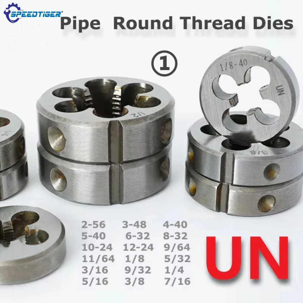 Pipe Thread Die 4-40 5-40 6-32 9/64 1/8 3/16 9/32 1/4 5/16 3/8 7/16 UN UNC UNF UNS Round Die Right Hand Cutting Tool Alloy Steel