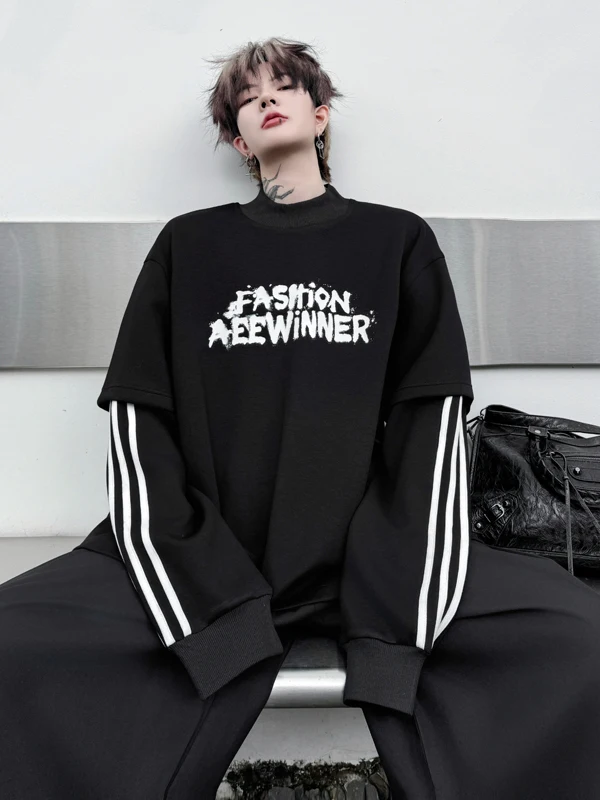 

New 2025 Autumn Sportswear Long Sve Hand-Dn fiti Print High Street Sweatirt T-irt for Teenage Boys Breathable C...