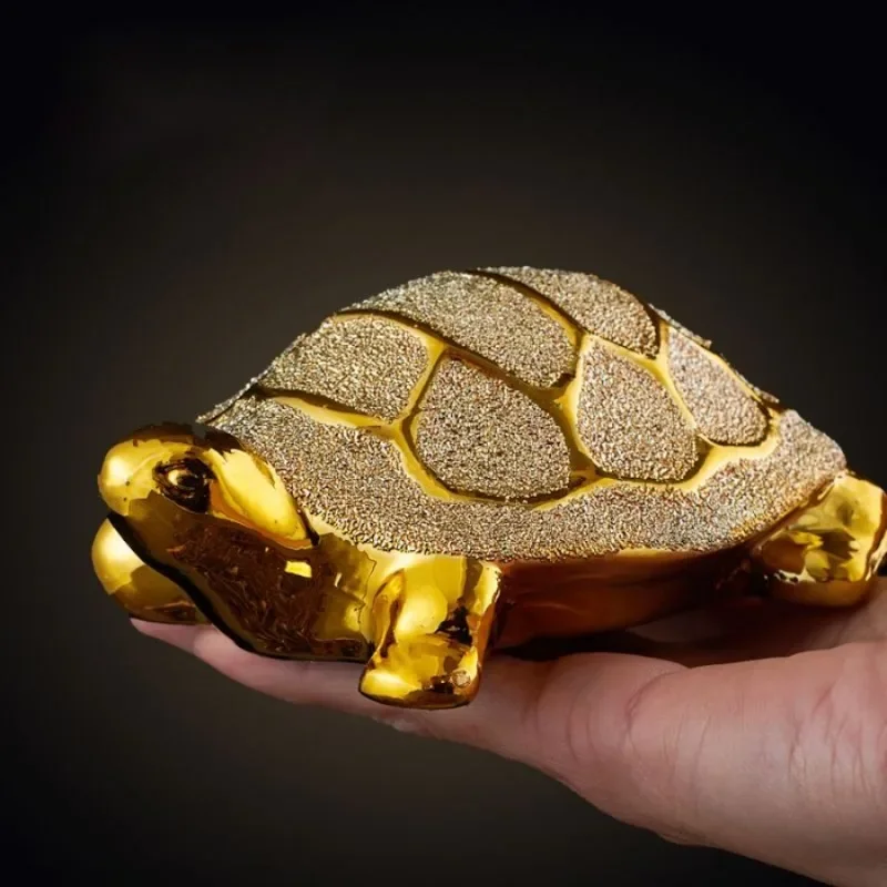 Longevity Turtle Desk Decoration Gold Decorative Figurines Money Turtle Ceramic Car Home Living Room Decor Home Accessories