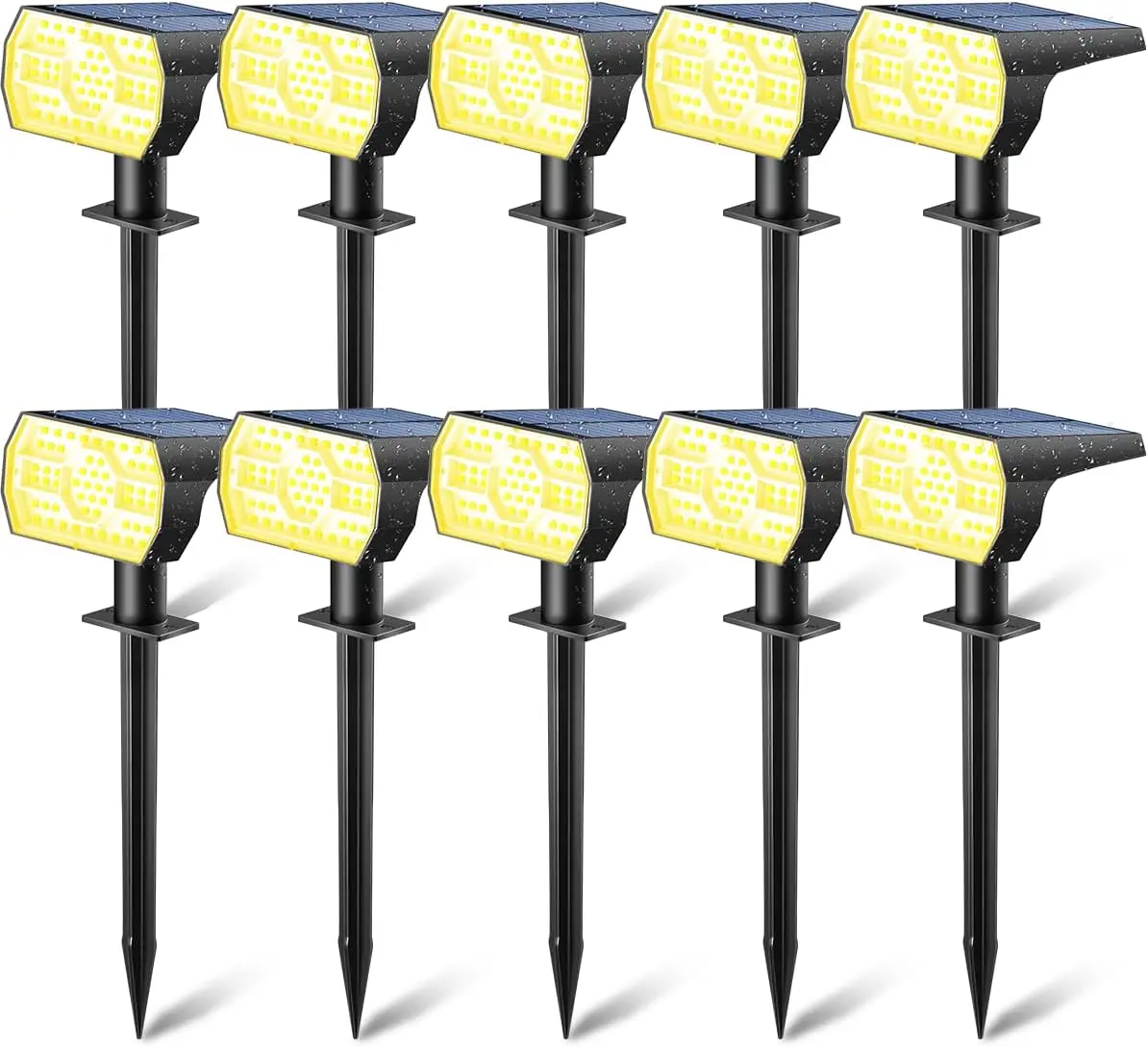 Outdoor Solar Spot Lights, 56LED Waterproof IP68, 3 Modes for Garden Pathway Warm White (10 Pack)