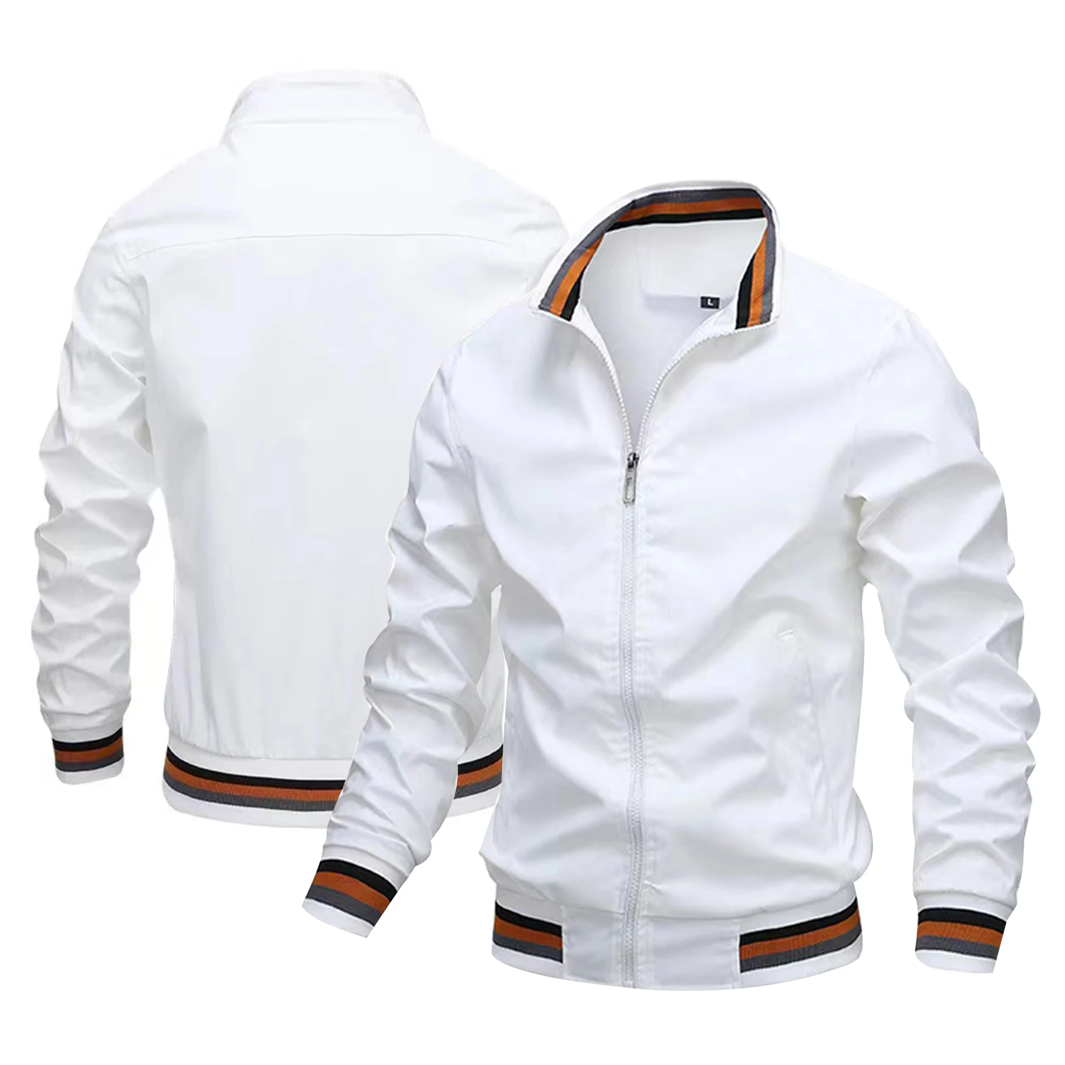 2024 Spring and Autumn New Fashion Solid Color Baseball Jacket Men's Leisure Outdoor Zipper Sports Jacket Harajuku Street Wear