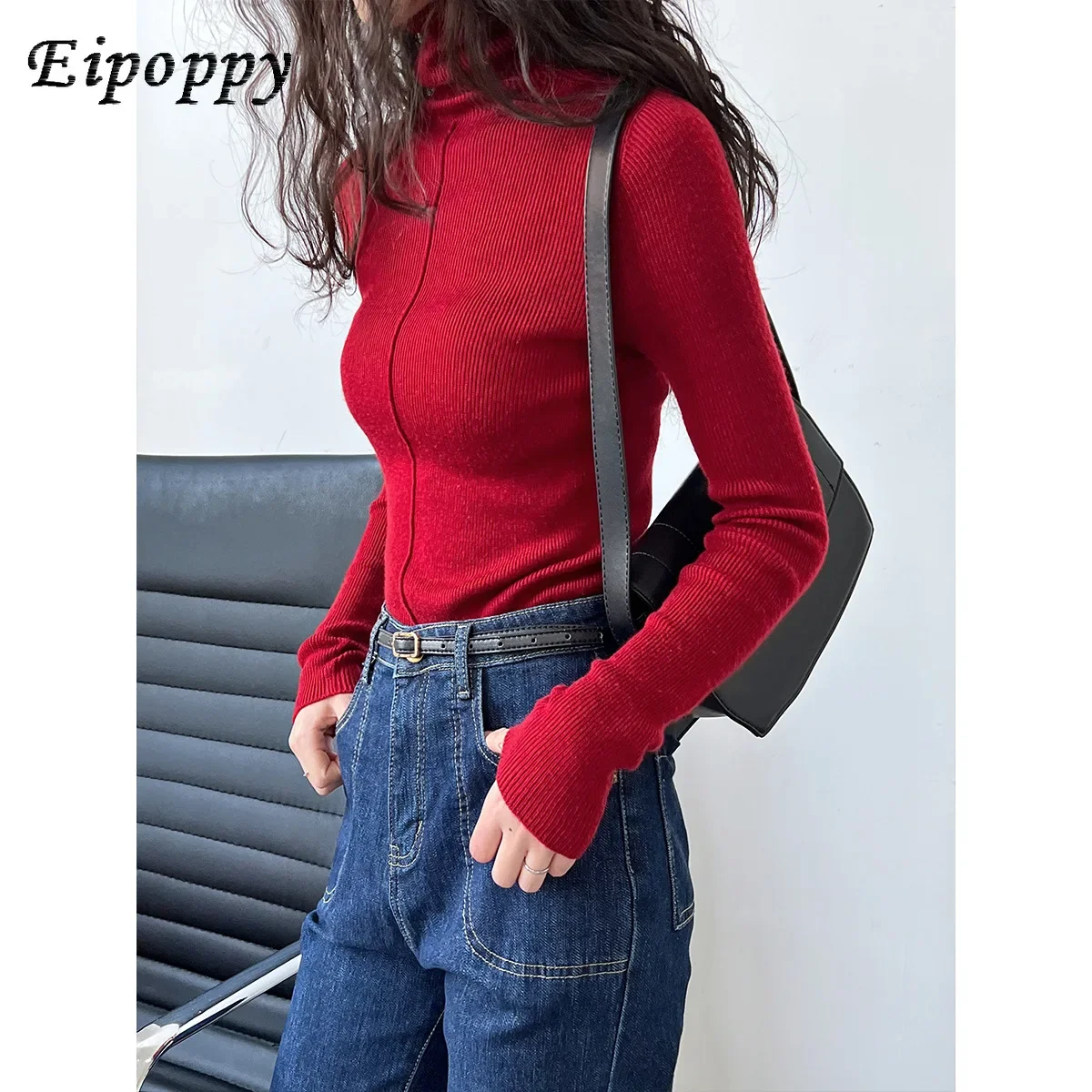 

Soft Glutinous Turtleneck Sweater Minimalist Pile Collar Bottoming Sweater for Women