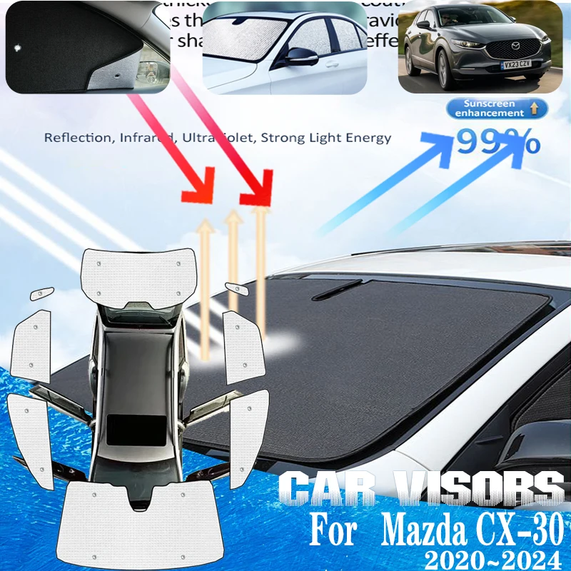 

Car Window Cover For Mazda CX30 2023 Accessories CX 30 2020~2024 Car Sun Visor Front Sun Window Visor Sunshade Cover Accessories