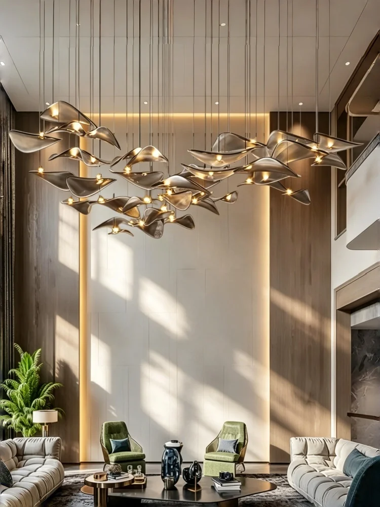 Luxury American Style Smoke Gray Glass Chandelier, Custom Hardware Pendant Light, High-End Ceiling Fixture for Villa & Staircase