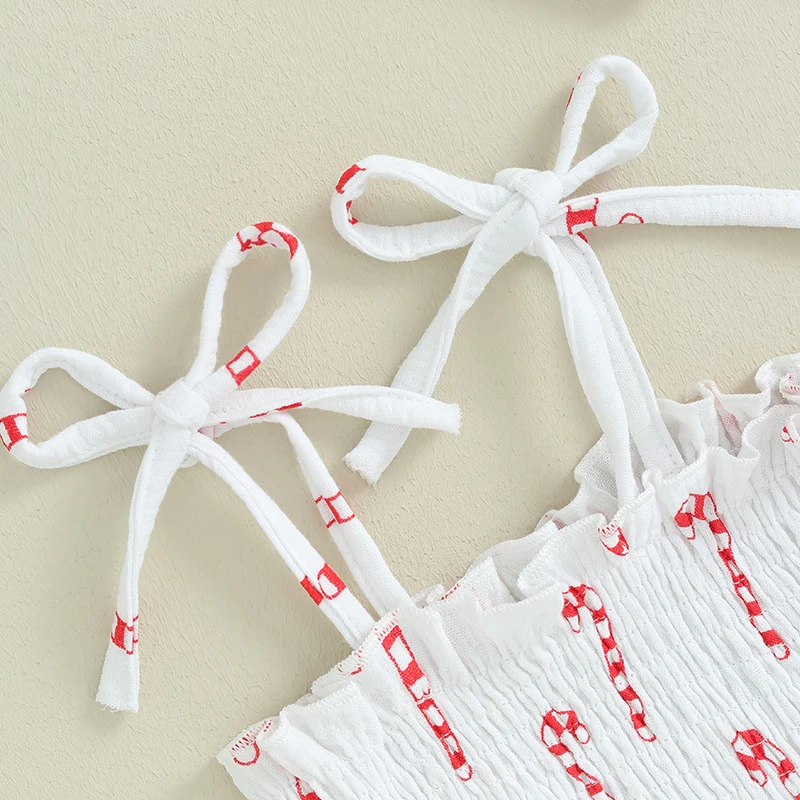 

Рождественский комплект одежды для маленьких девочек с конфетной тростью и принтом рождественской елки, платье-комбинезон без рукавов и повязка на голову — праздничный комплект из двух предметов