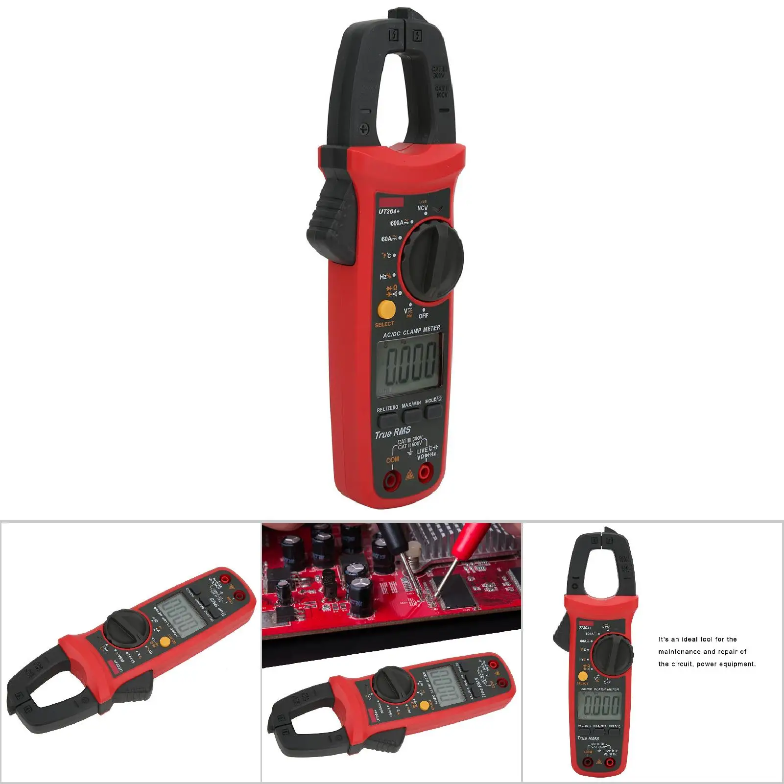 T UT204+ Handheld Digitale Stroomtang Auto Range True RMS AC/Spanning Stroom Weerstand Capaciteit Tester Stroomtang