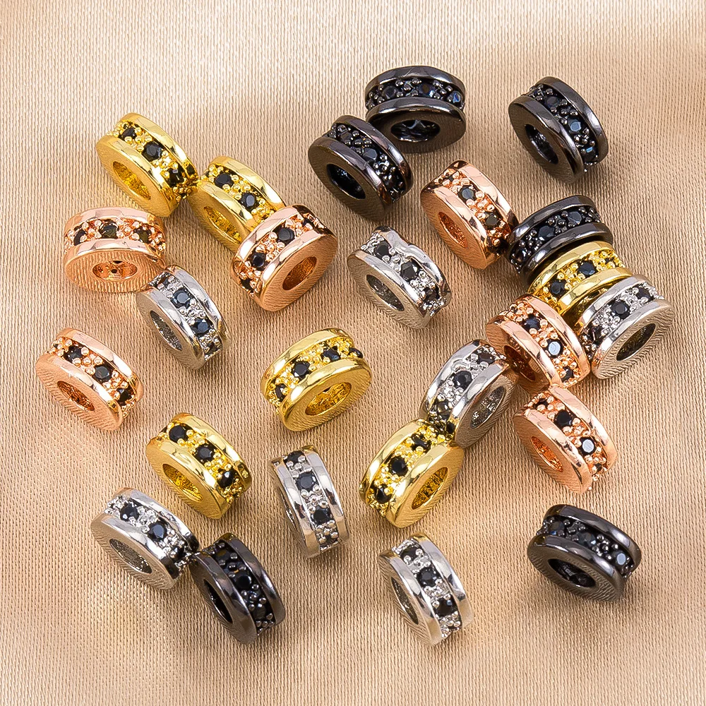 

10 шт. медные бусины-разделители с микроинкрустацией цирконием для изготовления браслетов и ожерелий, материалы для ювелирных изделий оптом