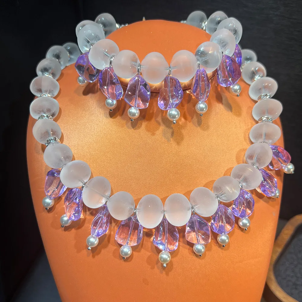 

Women Vintage Matte Tassel Necklace Earrings Jewelry Set 2025