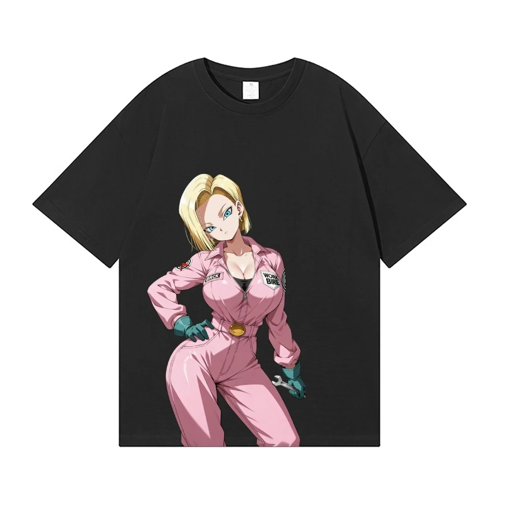 Dragon Ball Android 18 Japanese Style Classic Tee High-quality Streetwear Men's and Women's Summer New T Shirt
