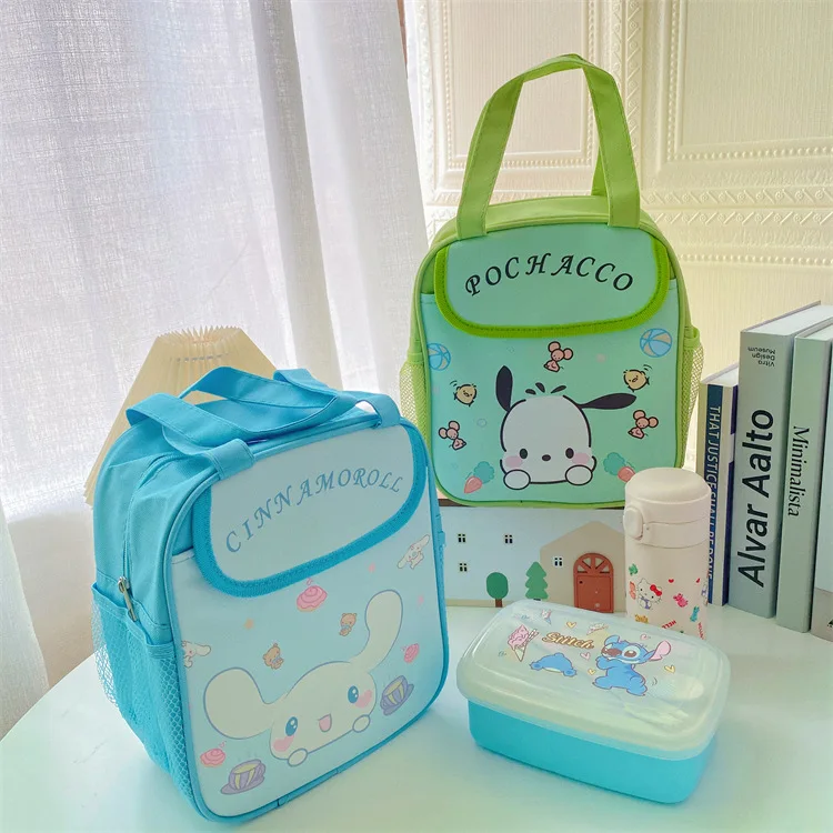 Lovely Sanrio Cinnamoroll Pochacco Lunch Bag Anime My Melody Kitty Kuromi Travel Thermal Breakfast Box Kid Tote Food Bag Gift