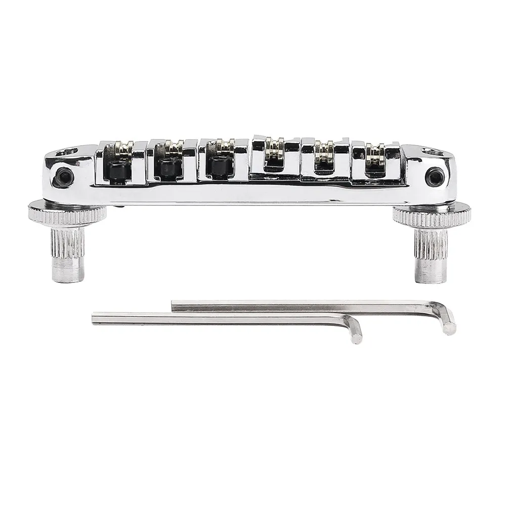 Ga108a Locking Bridge Roller Saddle Electric Guitar Tremolo Tailpiece Silver Fully Adjustable Saddles Locking Posts Guitar Parts