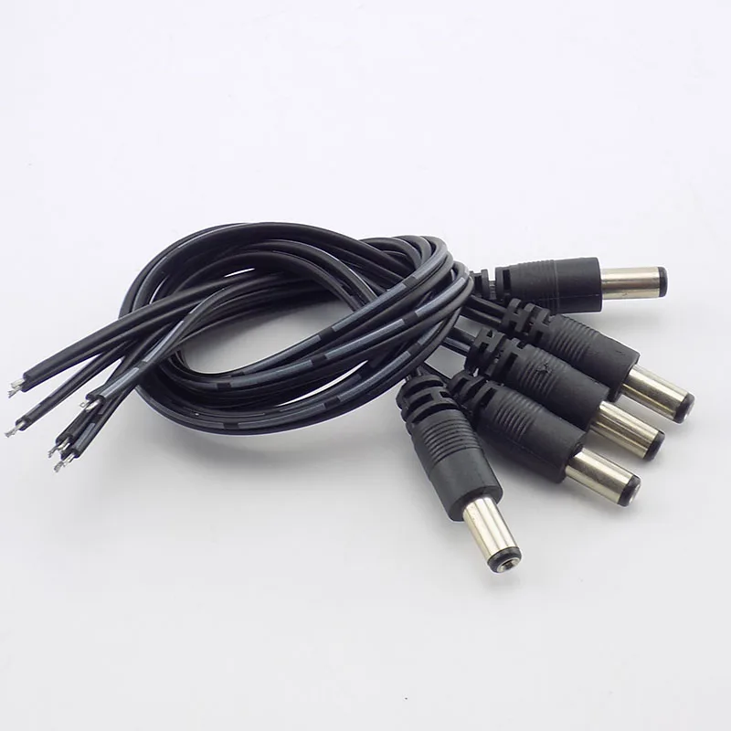 5pcs 2.1*5.5mm 12v DC Male Connectors Plug Power Supply Extension Cable cord wire CCTV Camera LED Strip Light D5