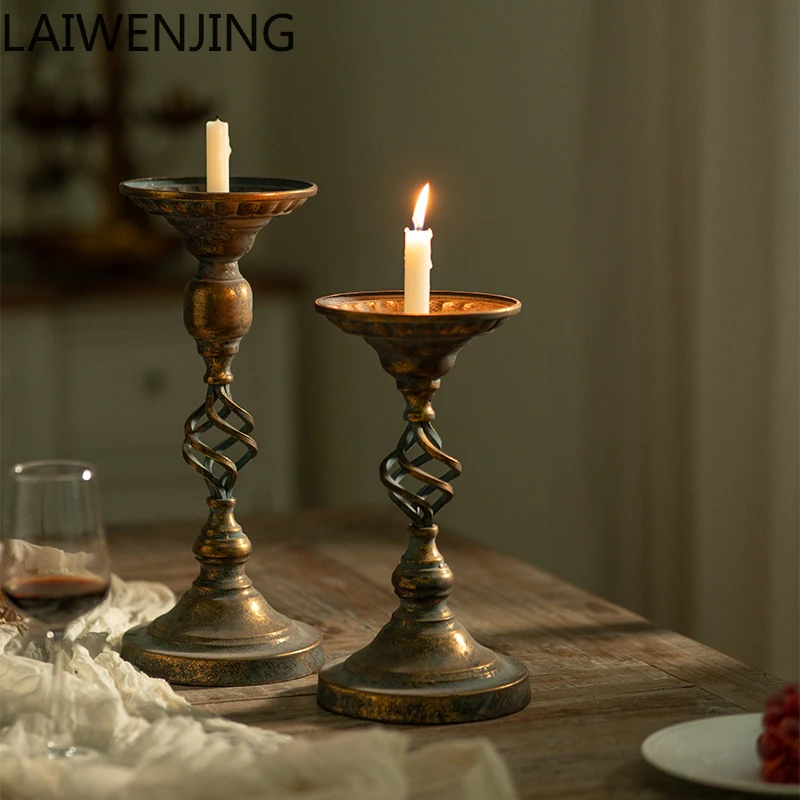 

MJY French solid wood retro classical decorative wood ornament candle