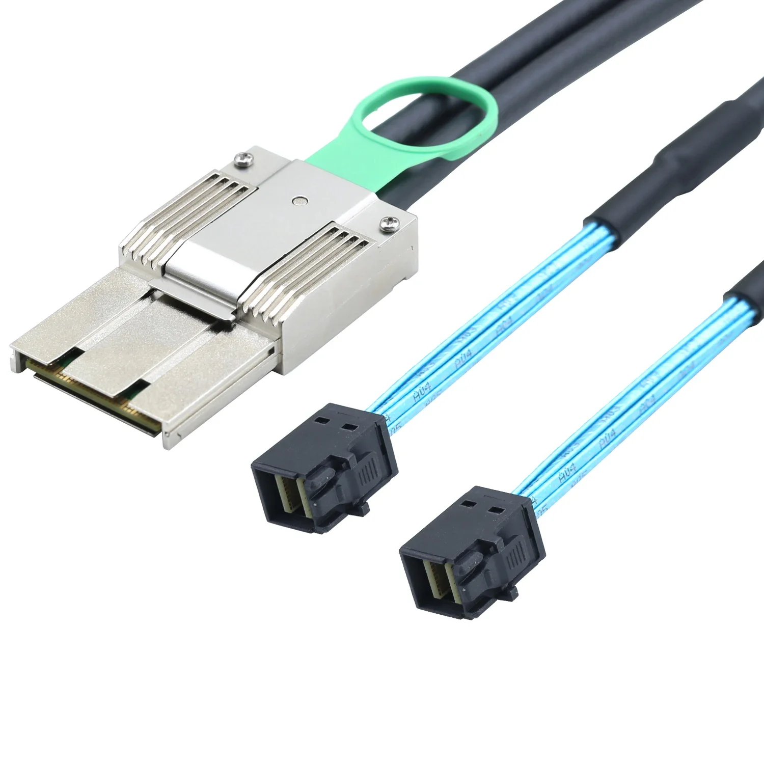 Zinc Alloy Dual express iPass MINI SAS HD SFF-8088 8X 68P I/O male to 2X Mini SAS HD SFF-8643 36P male Active assemblies cable