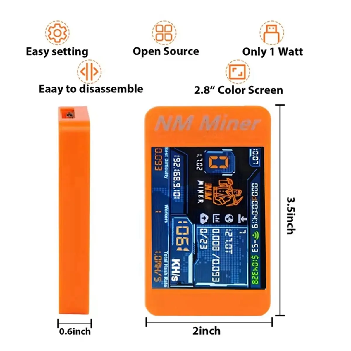 Digital Essentials Upgrade V2 1060 /S Bitcoin Solo Miner 2.8 Inch Color Display Bitcoin Crypto Solo Lottery Miner Home Use BTC