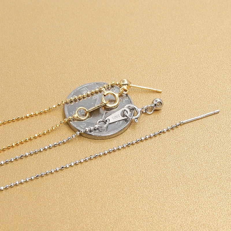 

S925 Sterling Silver Bead Nelace DIY Jewelry Adjustable Universal Chain Korean Sle Faion Accories ex round Bead ...