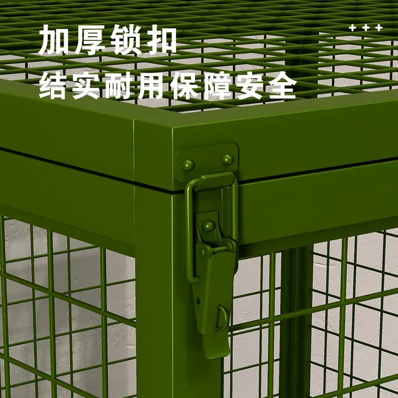 軍用フィールドボックス素材モバイルケージ、ユニバーサルホイールトレイラックグリーンモバイルケージ収納ケージ