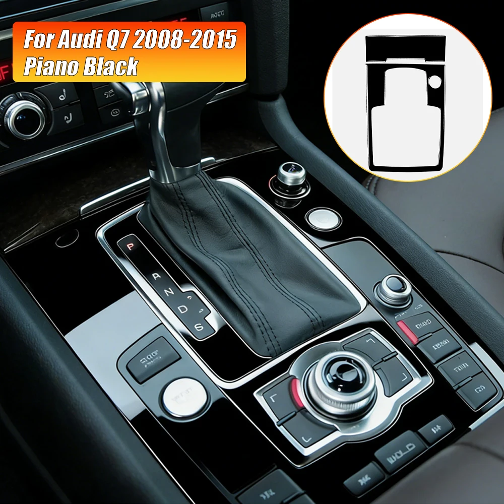 

Черный фортепиано, чехол для центральной консоли, рамка, накладка для Audi Q7 2008-2015, аксессуары, наклейка